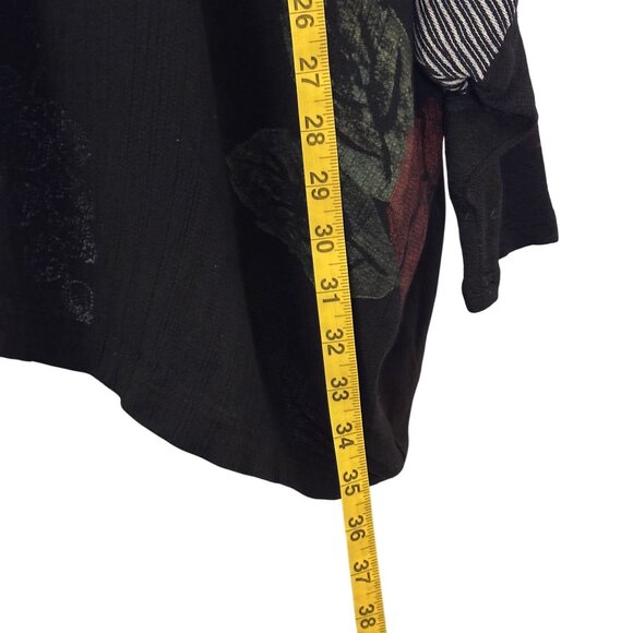 JG's Mad Lab Vintage Black Button-Up Tunic With Red Accents & Floral Design - Picture 7 of 10
